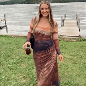 Elegant Multicolor Long Sleeve Dress